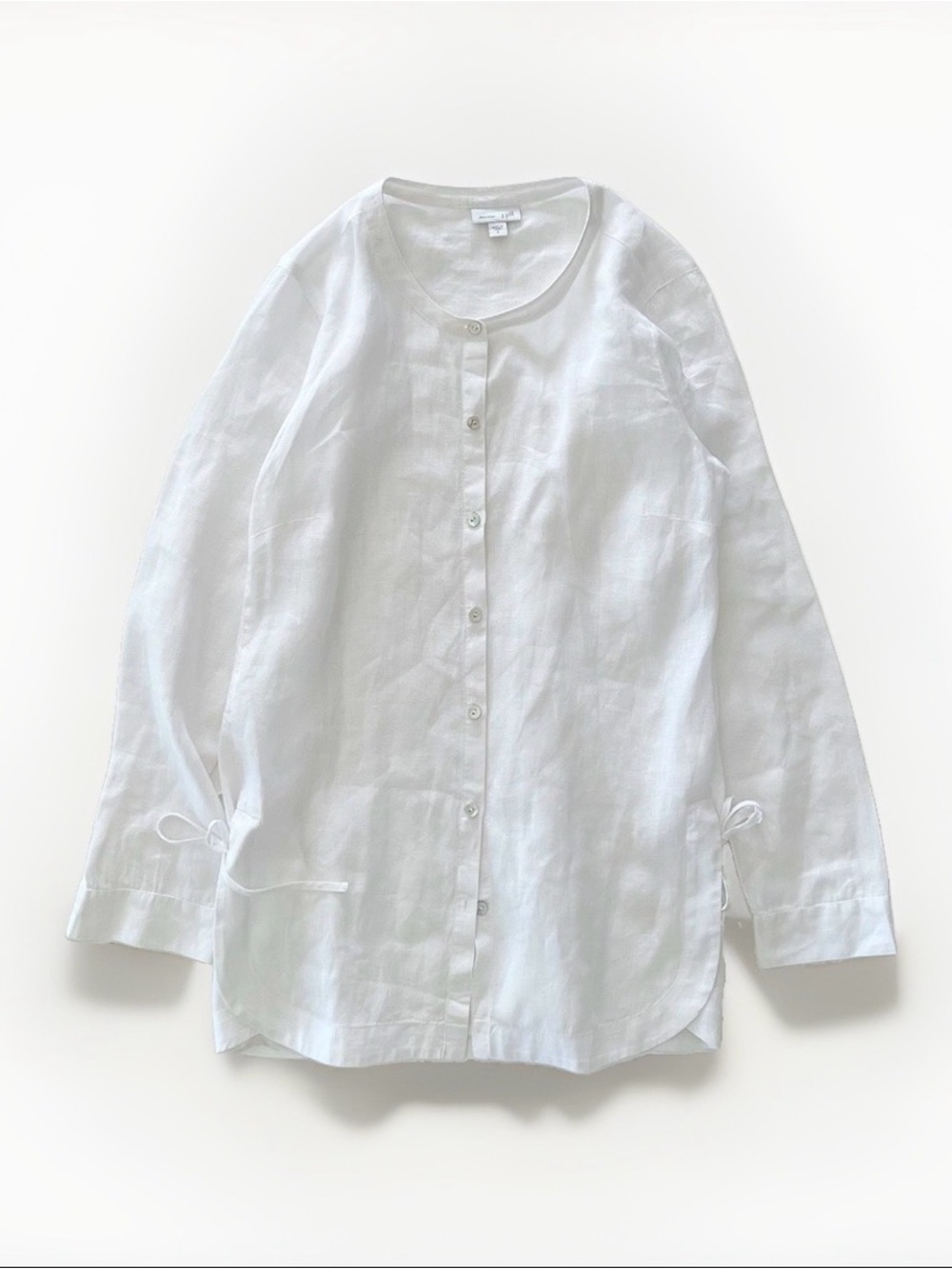 J. Jill Love Linen Tunic with Side Ties in White Linen Size Small